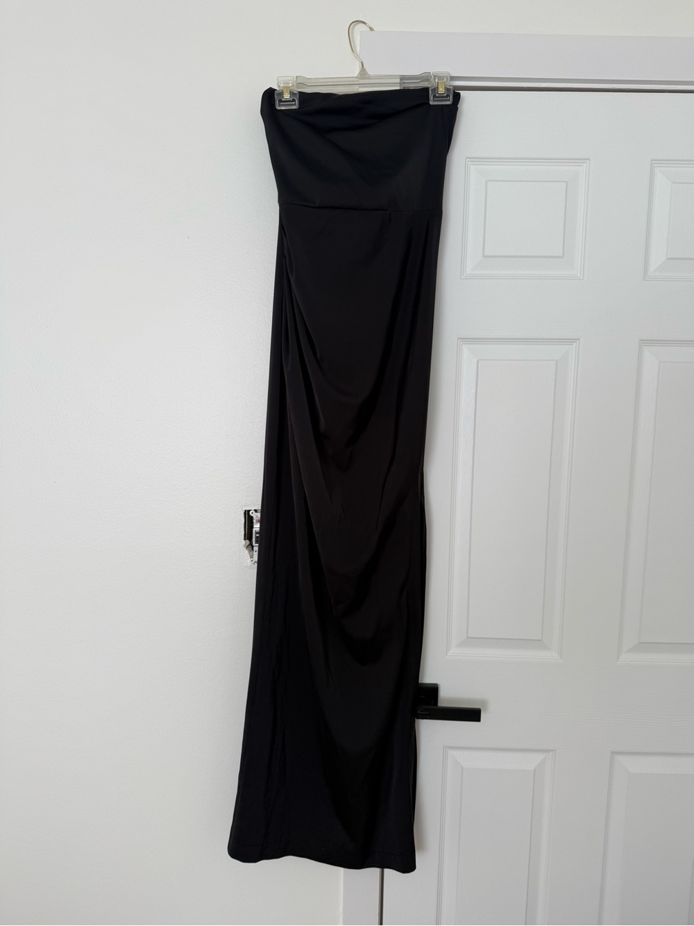 Satin Strapless Black Maxi Dress